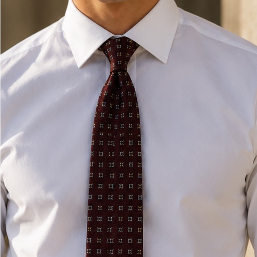 Bigi Port Wine Patterned Silk Tie | Handmade in Italy